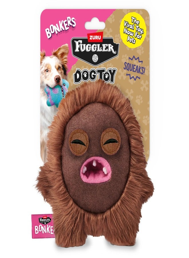 Bonkers Fuggler Hedge Grog Squeaky & Plush Dog Toy for Playtime, Brown, 8 inches - Image 2