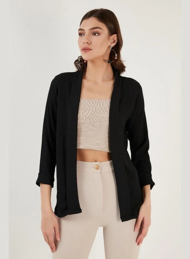 Lela  Lela Collar and Sleeve Folded Seersucker Kimono Cardigan Women's CARDIGAN 5869014 for Women | Best Price UAE