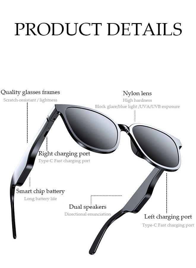 DUNISO Smart Glasses,Bluetooth 5.0 Sunglasses Wireless Bluetooth Headset Waterproof Compatible with Smart Phones Easy to Make Phone Calls and Listen to Music Polarized Lenses  - Image 5