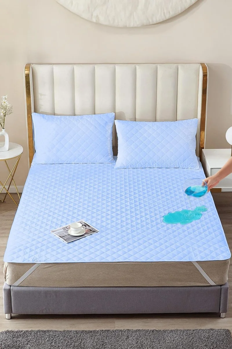 Zeynep Tekstil Eco Series Light Blue Liquid Waterproof Quilted Mattress Protector Mattress Mattress Sheet Bed Mattresses
