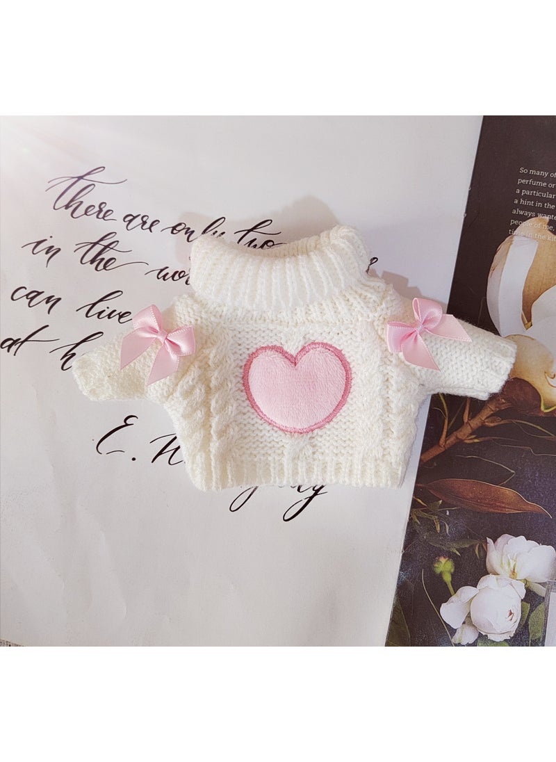 Generic - 20cm Doll Cotton Knit Sweater Handmade Love Heart Outfit Bow Love Sweater - Image 1