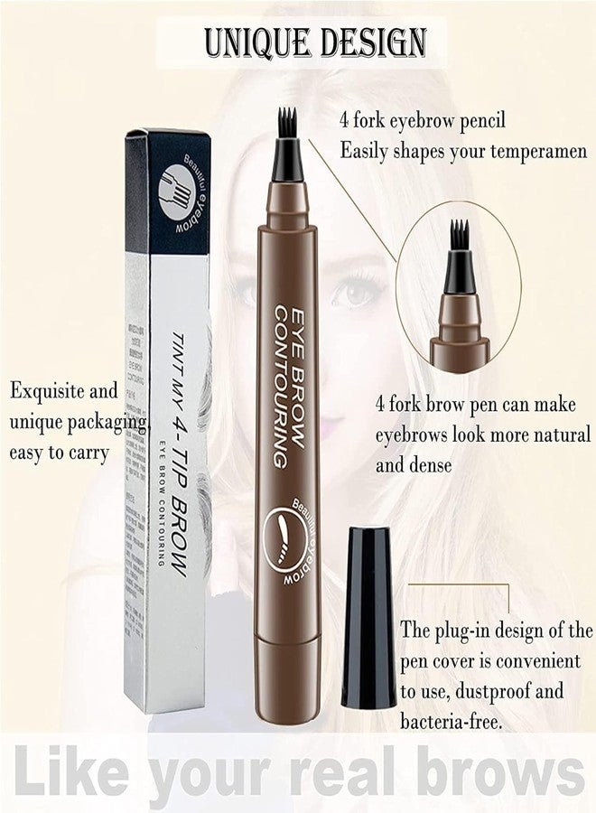Aternal Eyebrow Pencil - Eyebrow Pen with Fork Tip Long-lasting Waterproof Microblading Eyebrow Pen Smudgeproof Brow Pencil for Makeup Naturally Defined Eyebrows with Eyebrow Brush (DARK BROWN) - Image 4