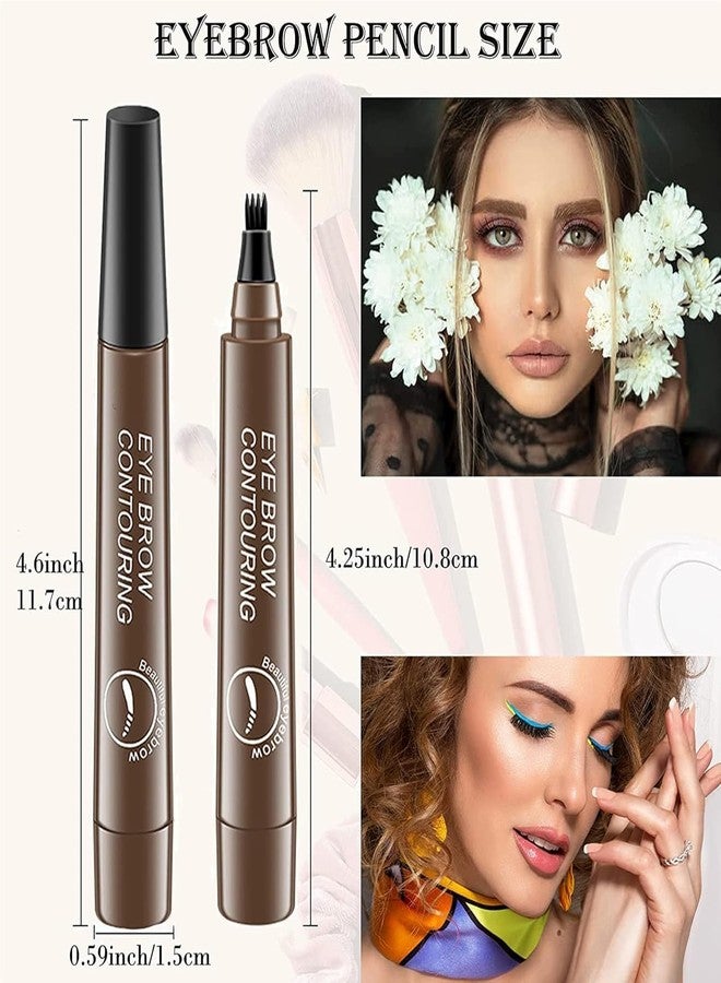 Aternal Eyebrow Pencil - Eyebrow Pen with Fork Tip Long-lasting Waterproof Microblading Eyebrow Pen Smudgeproof Brow Pencil for Makeup Naturally Defined Eyebrows with Eyebrow Brush (DARK BROWN) - Image 2