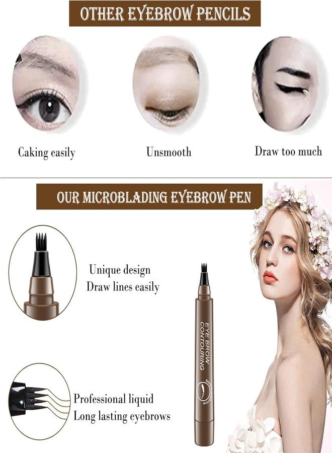 Aternal Eyebrow Pencil - Eyebrow Pen with Fork Tip Long-lasting Waterproof Microblading Eyebrow Pen Smudgeproof Brow Pencil for Makeup Naturally Defined Eyebrows with Eyebrow Brush (DARK BROWN) - Image 3