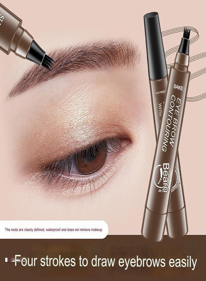 Aternal Eyebrow Pencil - Eyebrow Pen with Fork Tip Long-lasting Waterproof Microblading Eyebrow Pen Smudgeproof Brow Pencil for Makeup Naturally Defined Eyebrows with Eyebrow Brush (DARK BROWN) - Image 5