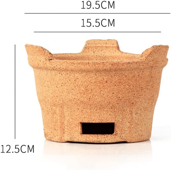 woobles Charcoal Konro Grill Old- Fashioned Clay Stove Crude Pottery Barbecue Stove Portable BBQ Camping Grill for Outdoor Picnic Travel (6.3 x 4.9 Inch) - Image 3