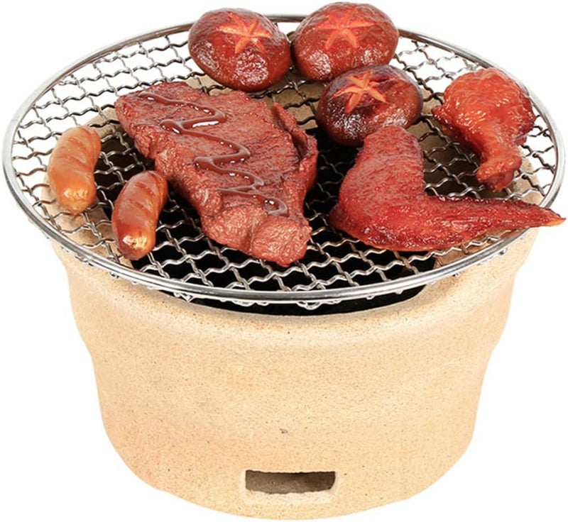 woobles Charcoal Konro Grill Old- Fashioned Clay Stove Crude Pottery Barbecue Stove Portable BBQ Camping Grill for Outdoor Picnic Travel (6.3 x 4.9 Inch) - Image 2