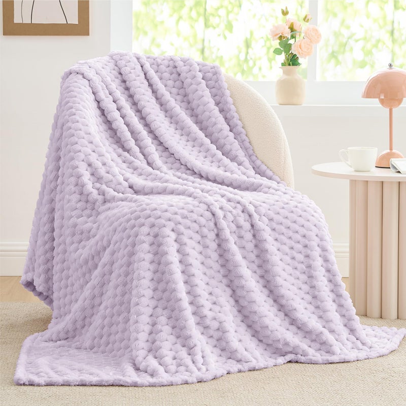 BEDELITE Fleece Blanket 3D Jacquard Decorative Lavender Fog Throw Blankets for Couch Bed Soft and Cozy Warm Plush Fluffy Blanket All Seasons Suitable 50x60Inches - Image 2