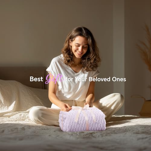 BEDELITE Fleece Blanket 3D Jacquard Decorative Lavender Fog Throw Blankets for Couch Bed Soft and Cozy Warm Plush Fluffy Blanket All Seasons Suitable 50x60Inches - Image 3