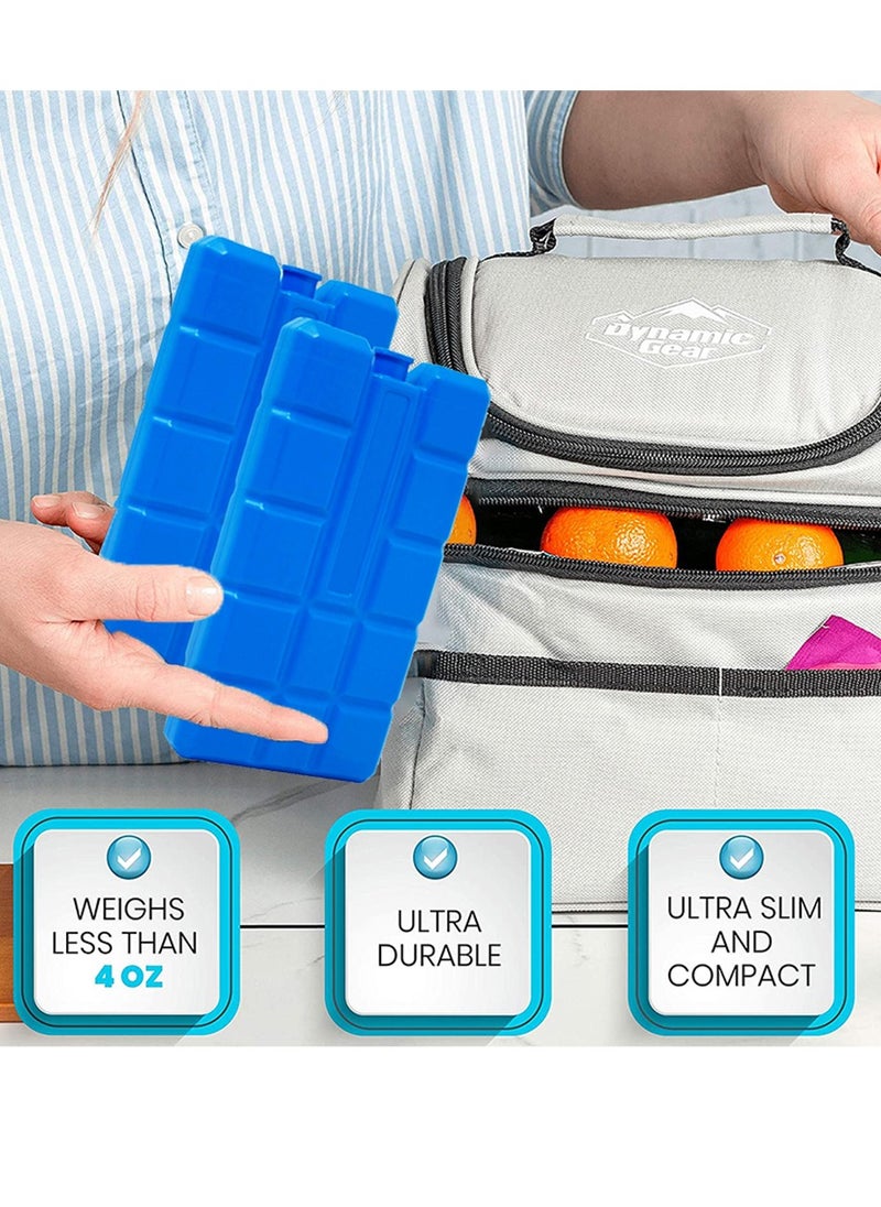 Reusable Ice Packs for Lunch Boxes and Coolers - Freezer Blocks and Ice Pack Bricks (Set of 2) for Keeping Food Fresh and Cool