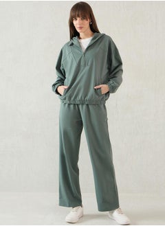 Femmella Solid Half Zip-Up Hoodie and Pants Co-Ords by Styli  - Image 1