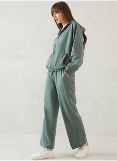 Femmella Solid Half Zip-Up Hoodie and Pants Co-Ords by Styli  - Image 3