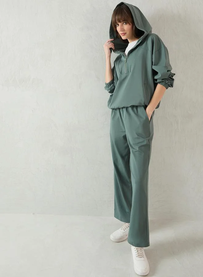 Femmella Solid Half Zip-Up Hoodie and Pants Co-Ords by Styli