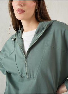 Femmella Solid Half Zip-Up Hoodie and Pants Co-Ords by Styli  - Image 4