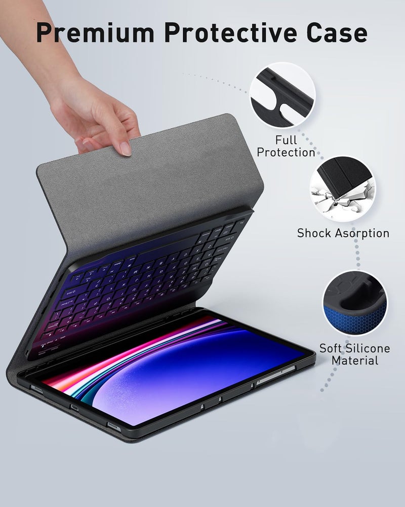 TUNKARMOR Keyboard Case for iPad Pro 13 (M5 2025) / iPad Pro 13 (M4 2024) 13 inch - with Mouse and Detachable Keyboard, Slim Case with Pen Holder - Black - Image 4