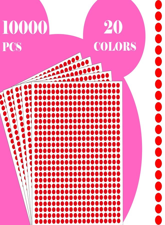 YSHIHE 10000 PCS Red Dot Stickers 1/4" Round Circle Dot Stickers Tiny Mini Little Colored Coding Labels for Office,Classroom - Image 3