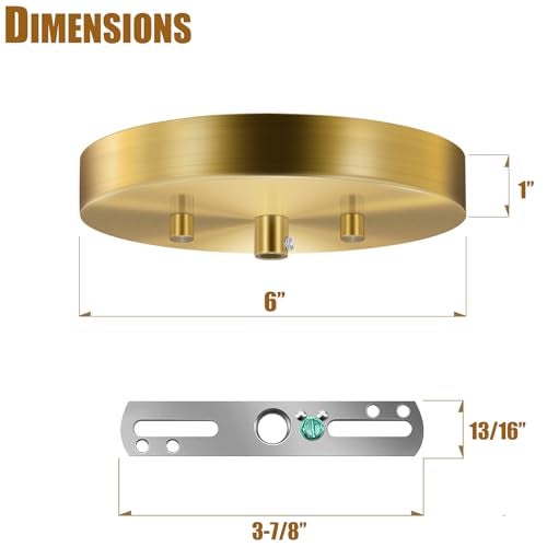 MAYOMAJO 6 Inches Light Canopy Kit with Heavy Duty Replacement Ceiling Cover Plate & Mounting Hardware for Lighting Fixtures Chandelier Pendant Lamp or DIY Project (Brass) - Image 2