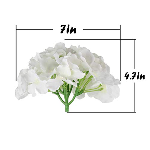 Flojery Silk Hydrangea Heads Artificial Flowers Heads with Stems for Home Wedding Decor,Pack of 10 (White) - Image 4