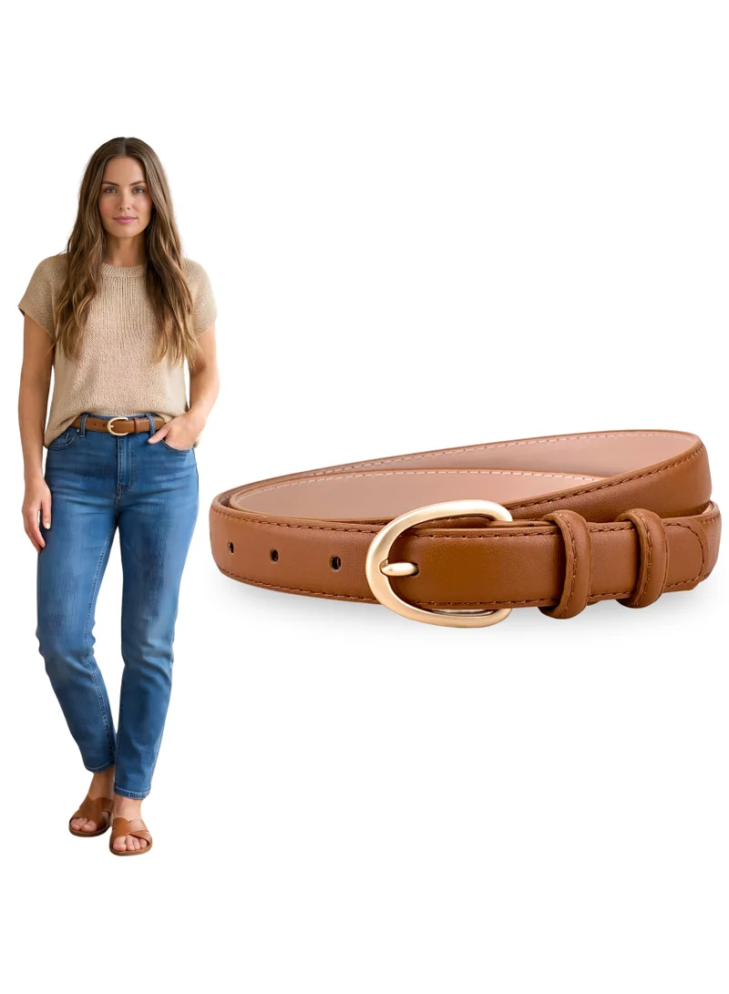 Classic Milano Classic Milano Women's Belt with Gift Box; Faux Leather Ladies Belt for Dresses, Jeans & Gowns; Stylish Womens Belt; Adjustable Girls Belt; Belt for Women | Full Length: 110 CM (Free Size - Fits up to the waist of 40 Inches / 100 CM)