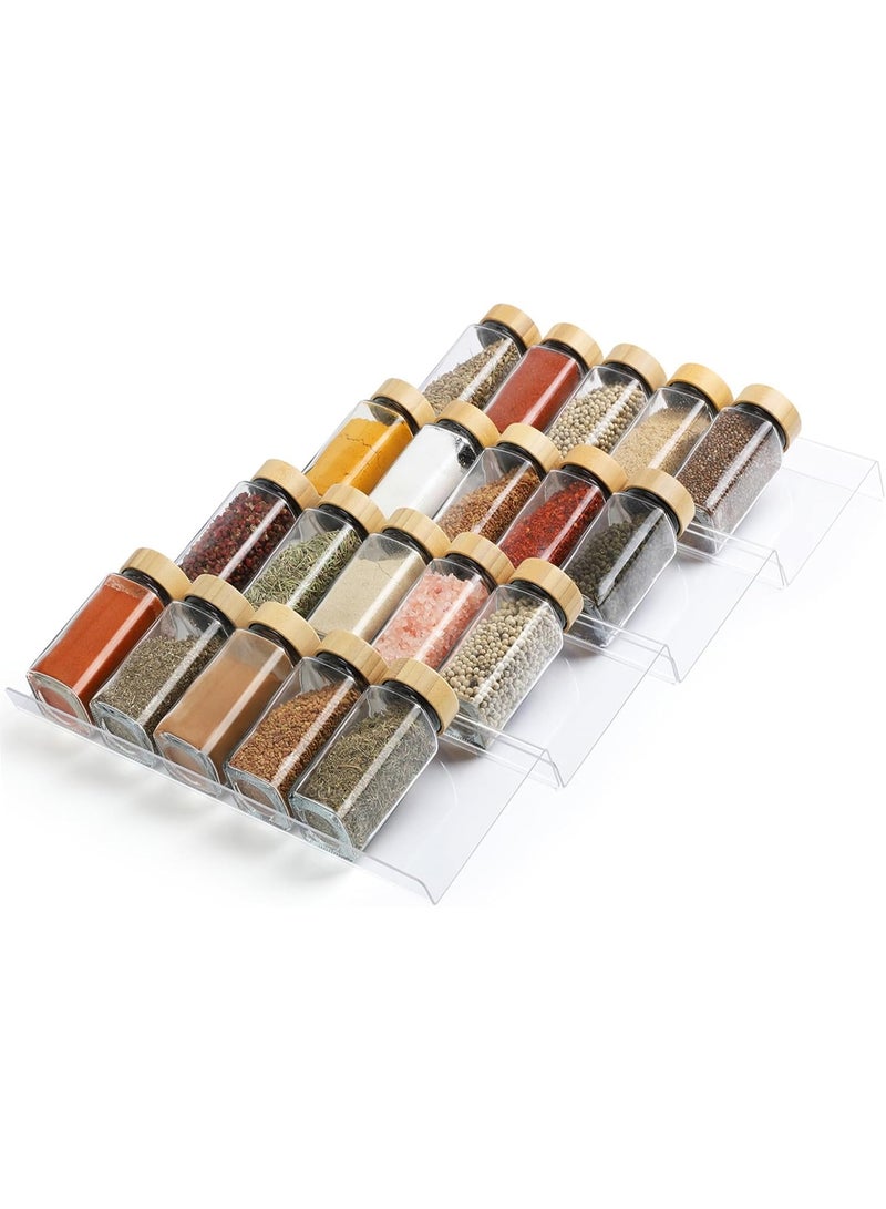 كيلا منظم أدراج التوابل، 4 طبقات، رف منظم توابل أكريليك، صينية رف توابل شفافة، أدراج توابل المطبخ (البرطمانات غير متضمنة/قابلة للتوسيع من 9 إلى 18 بوصة) - Image 2