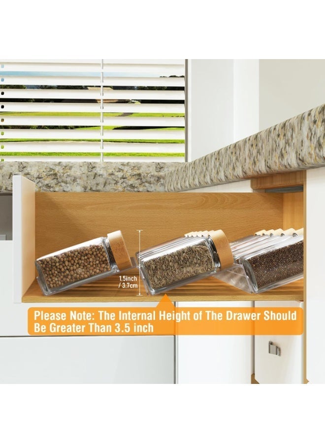 Bukela Spice Organizer, 4 Pcs Clear Acrylic Kitchen Spice Rack Tray for Drawer/Countertop (Jars not included) - Image 4