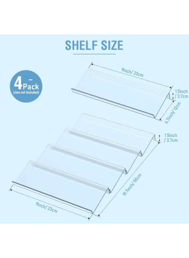 Bukela Spice Organizer, 4 Pcs Clear Acrylic Kitchen Spice Rack Tray for Drawer/Countertop (Jars not included) - Image 3