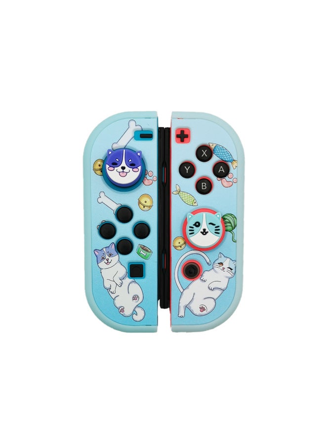 general Nintendo Switch Game Console Protective Shell Ns Oled Host Protective Cover Cat And Dog Rocker Cap Protective Hard Shell-Model:Blue Cat Purple Dog OLED Protective Shell (including Rocker Cap) - Image 5