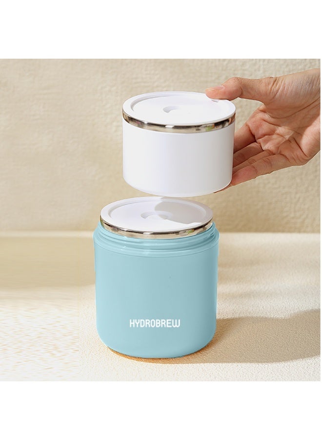 HYDROBREW صندوق غداء هيدروبرو مزدوج الطبقات من الفولاذ المقاوم للصدأ مع ملعقة وشوكة قابلة للطي - بنفسجي وأزرق - Image 5