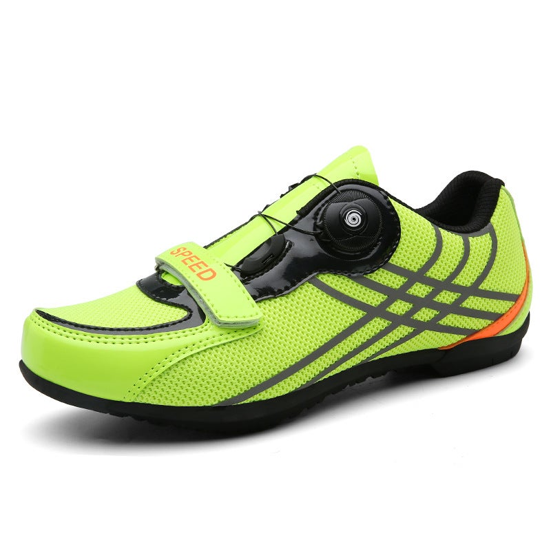 Generic Cross-border Large Size Cycling Shoes Casual Mesh Bicycle Shoes Outdoor Sports Locked Unlocked 1999 Green (rubber bottom)