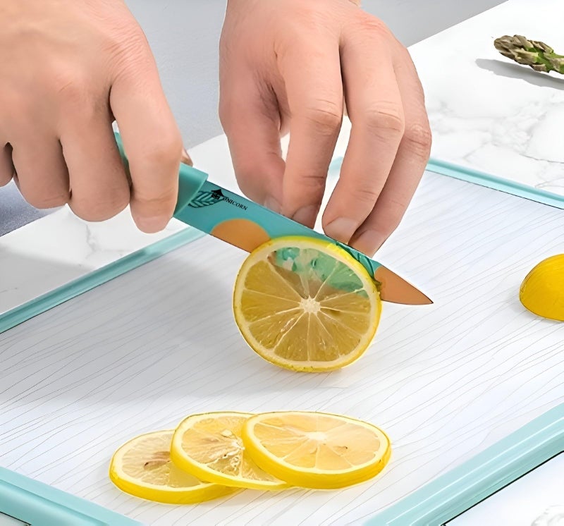 ONICORN® Stainless Steel Blade Kitchen Knife & Non-Slip Handle, Paring Knife with Colorful Non-Stick Coating, for Vegetable Cutting & Chopping (Knife M-A 1PCS) - Image 2