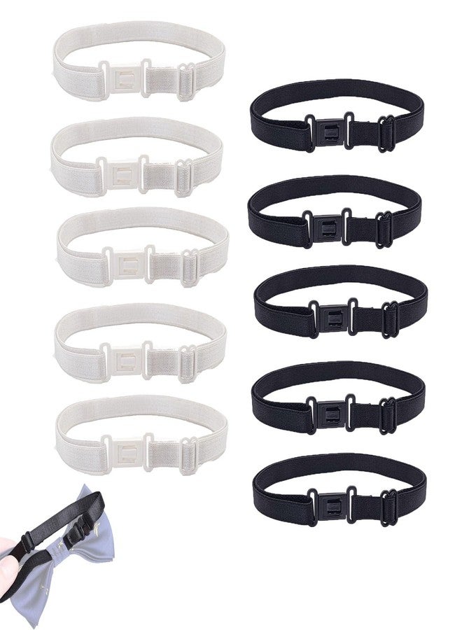 ArrErr 10 Pack Bow Ties Straps Replacement Adjustable Bow Tie Holder Elastic Band with Clips Extenders for Pre-tied Bow Ties Men's Solid Pretied Bowties Girls Uniform Ribbon Bow Tie Homemade Bowties - Image 1
