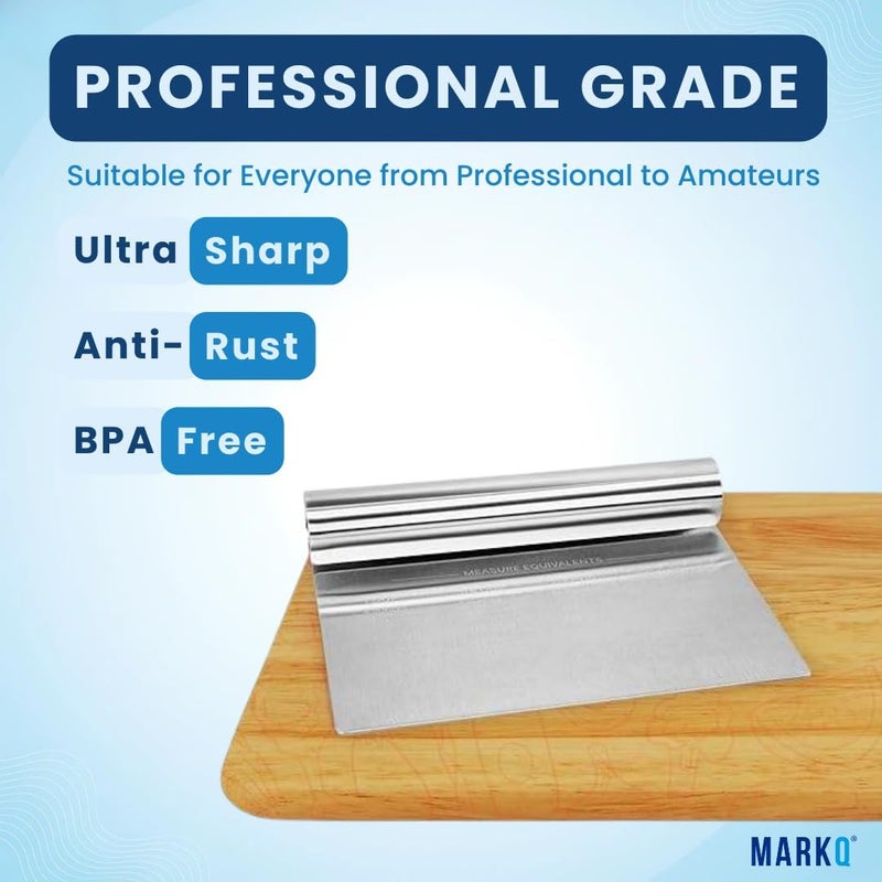 MARKQ كاشط كعك من الفولاذ المقاوم للصدأ وقطاعة عجين البيتزا - حواف أكثر سلاسة للدقة - للاستخدام في الخبز والمطبخ (عبوة من 2) - Image 4