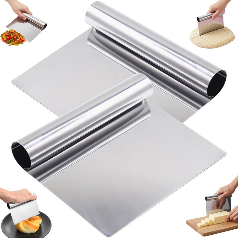 MARKQ كاشط كعك من الفولاذ المقاوم للصدأ وقطاعة عجين البيتزا - حواف أكثر سلاسة للدقة - للاستخدام في الخبز والمطبخ (عبوة من 2) - Image 1