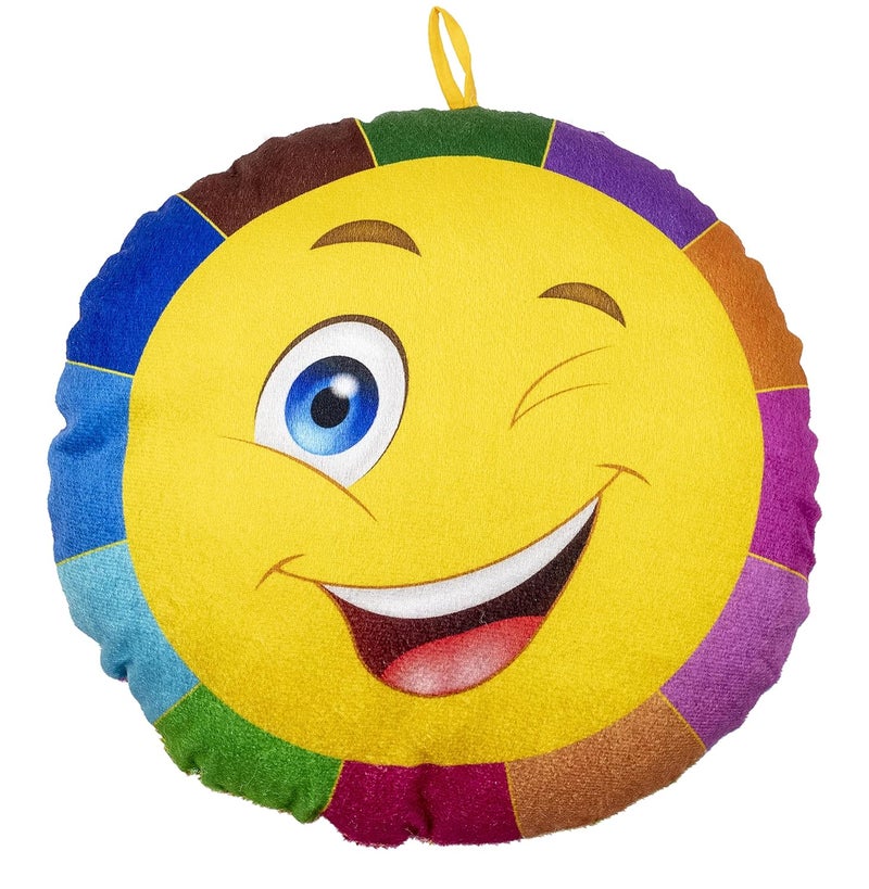 Keshav Creation Combo of Smiley Cushion Reversible Printed Emoji Side Pattern Coloring Boxes Velvet Fabric Hang it on Any Where Cushion 13X13 inch 3 Pillow - Image 4