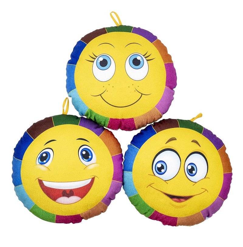 Keshav Creation Combo of Smiley Cushion Reversible Printed Emoji Side Pattern Coloring Boxes Velvet Fabric Hang it on Any Where Cushion 13X13 inch 3 Pillow - Image 2