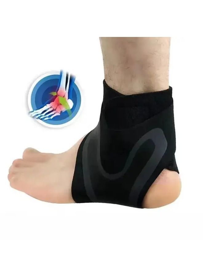 Set of 2 Adjustable Ankle Support Sleeves Black Size M for Fitness Sports Pressure Relief - Image 2
