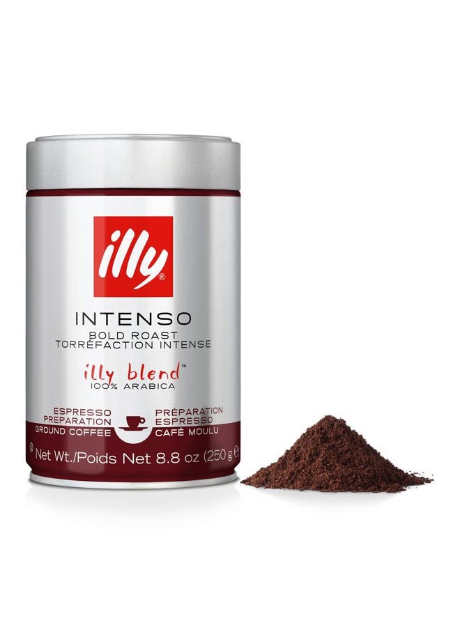 Illy Intenso Ground Espresso Coffee, Bold Roast, Intense, Robust And Full Flavored With Notes Of Deep Cocoa, 100% Arabica Coffee, No Preservatives, 8.8 Ounce (Pack Of 1)  - Image 1