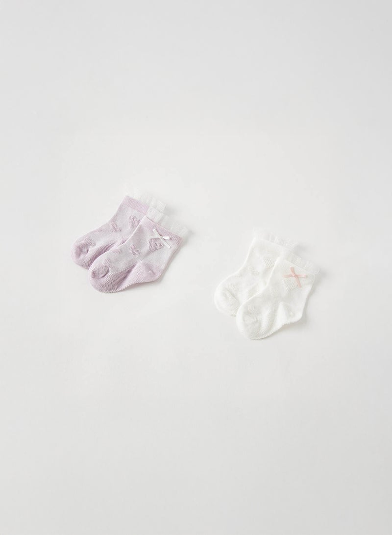 Dave & Bella Purple hearts socks set - Image 3