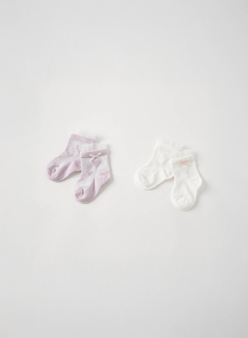 Dave & Bella Purple hearts socks set - Image 1
