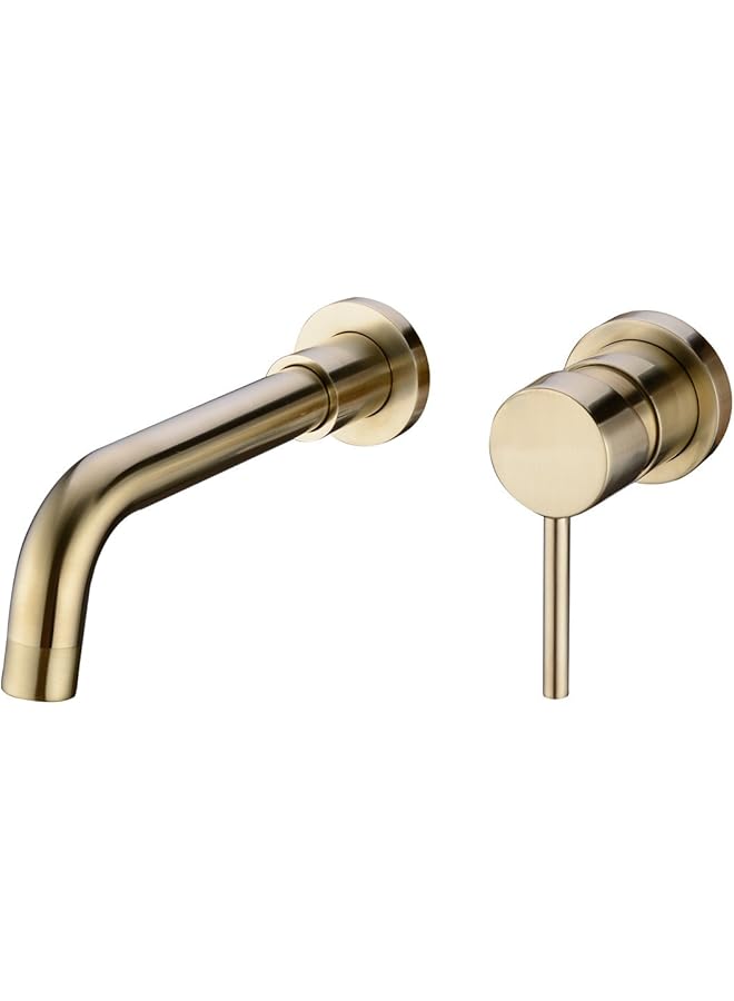 The Bros صنبور حوض نحاسي مثبت على الحائط مخفي، ذهبي مصقول - Image 1