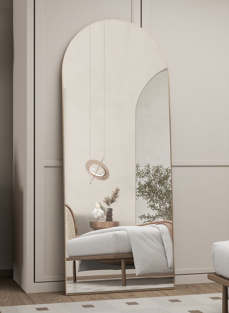 Full Length Mirror, 165x60cm Arch Mirror Floor Mirror with Stand, Gold Arched Full Body Standing or Leaning Mirror  - Image 5