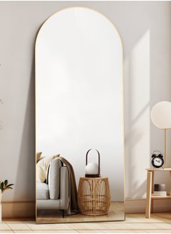 Generic Full Length Mirror, 165x60cm Arch Mirror Floor Mirror with Stand, Gold Arched Full Body Standing or Leaning Mirror  - Image 1