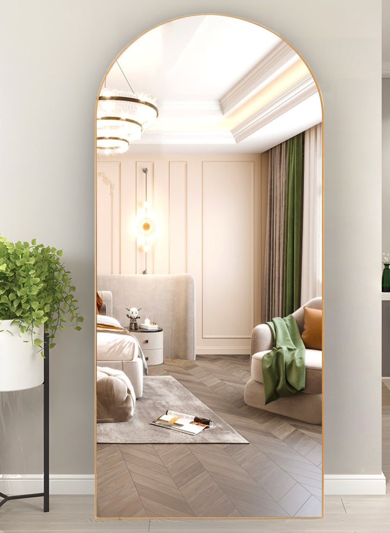 Full Length Mirror, 165x60cm Arch Mirror Floor Mirror with Stand, Gold Arched Full Body Standing or Leaning Mirror