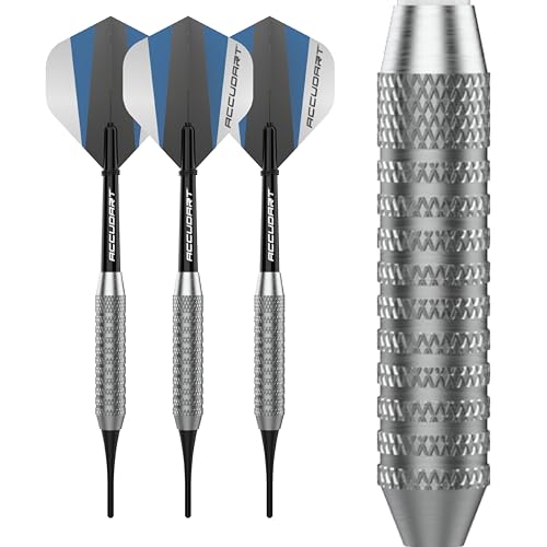 Accudart Soft Tip Dart Set 1.0 - Nickel Plated Steel Barrel - Knurled Patterned Grip - Polycarbonate Shaft - Standard Shape Flights - Image 1