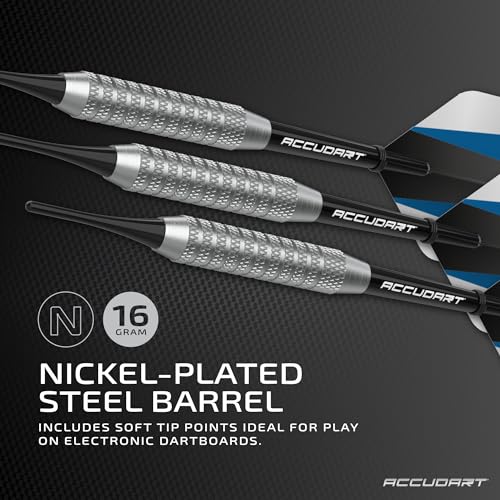 Accudart Soft Tip Dart Set 1.0 - Nickel Plated Steel Barrel - Knurled Patterned Grip - Polycarbonate Shaft - Standard Shape Flights - Image 2
