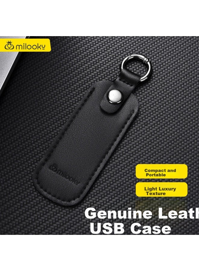 Diyi Workshop Di Yi Workshop Genuine Leather Usb Flash Drive Storage Bag Anti-lost Case For Sandisk, Kingston, Patriot, Hikvision Usb Flash Drives, Cowhide Business Anti-lost Keychain Pendant Protective Cover - Image 1