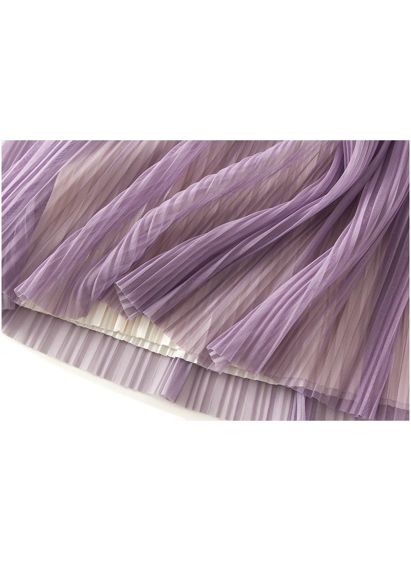 Loquat Women's Gradient Pleated Half Length Skirt Purple  - Image 3