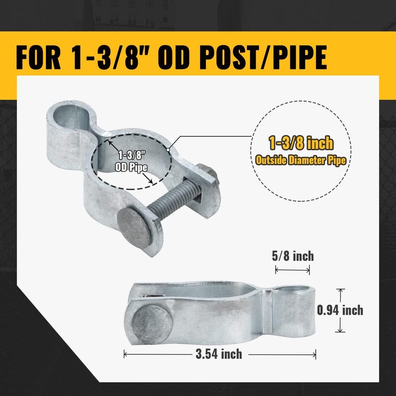 VIVIDA 1-3/8" Chain Link Female Gate Hinge, Metal Gate Hinge for 1-3/8" OD Post/Pipe, Chain Link Fence Hardware, Galvanized Steel, 4 PCS - Image 2