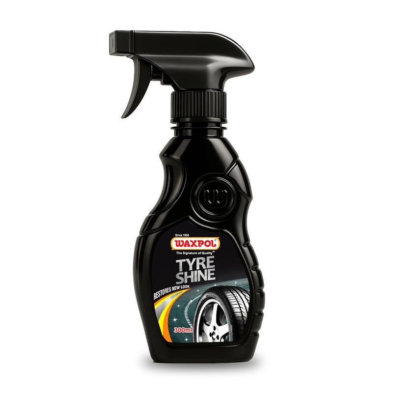 Waxpol Tyre Shine Spray Polish 300 ml for Long-Lasting Tyre Gloss, Prevents Fading and Cracks - Image 1