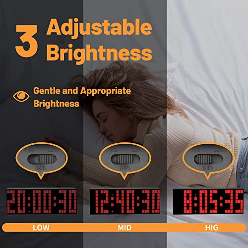 CHKOSDA Digital Alarm Clock, Led Clock with 2" Digital, 7 Color Options, Adjustable Brightness, Countdown Clock with Remote Control, Calendar and Temperature Display Desk Clock for Bedroom - Image 5